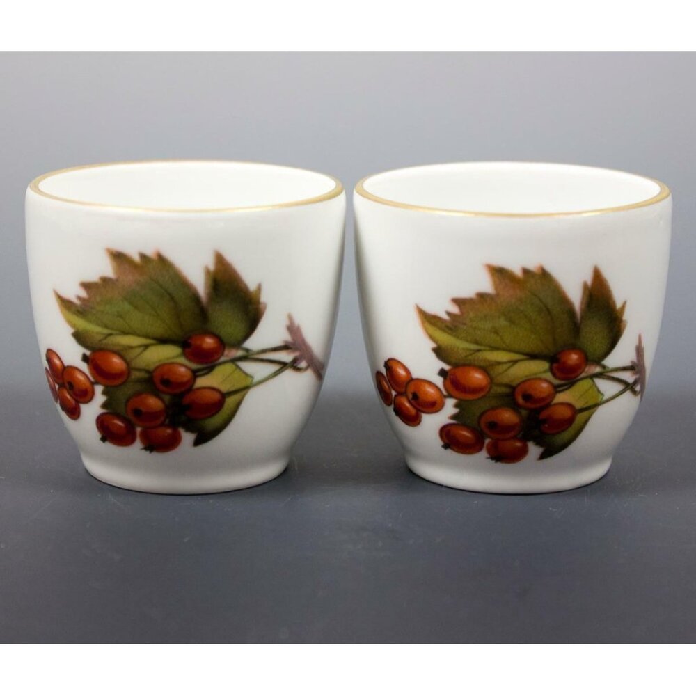 Royal Worcester Eversham Gold Flameproof Porcelain Shot or Saki Cups England